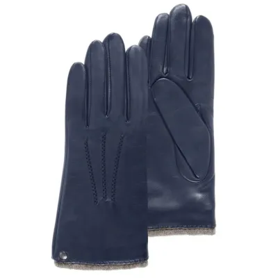 Gants Femme Cuir Doublée Cachemire Marine - Isotoner