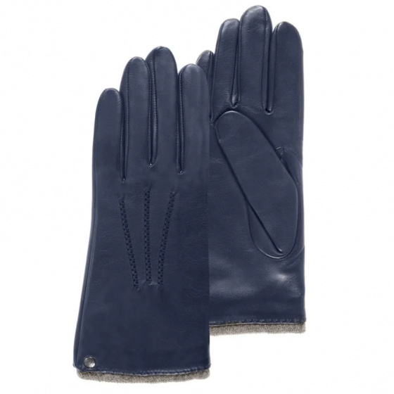 Women's Gloves Leather Lined Cashmere Navy - Isotoner
