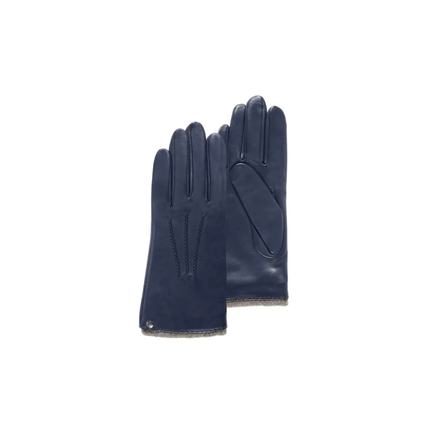 Women's Gloves Leather Lined Cashmere Navy - Isotoner