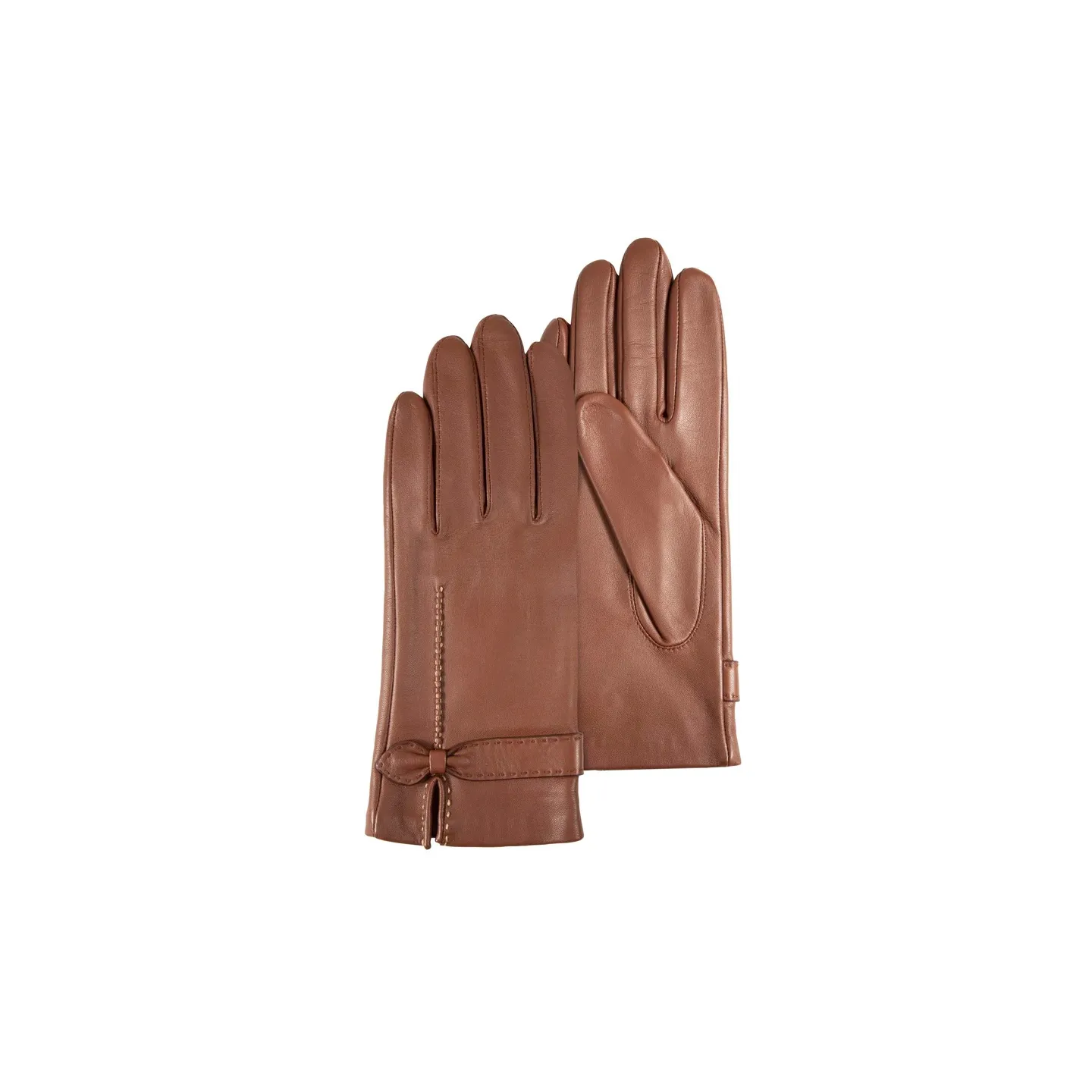 Gants Femme Cuir Doublée Soie Cognac - Isotoner