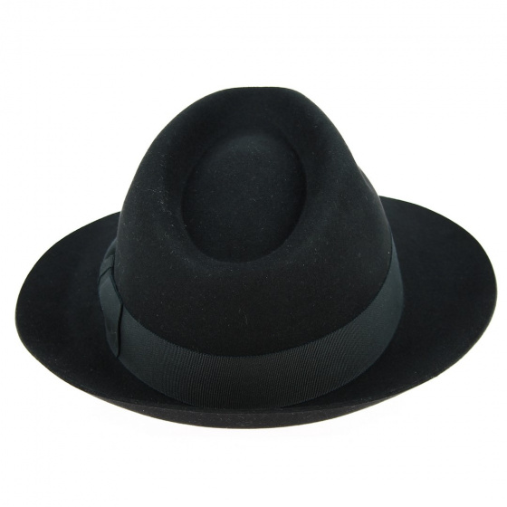Fedora Hat Gabin Felt Shaved Hair Black back - Crambes