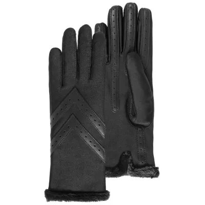Women's Black Lined Recycled Fabric Gloves - Isonoter ref 17013 traclet hat shop