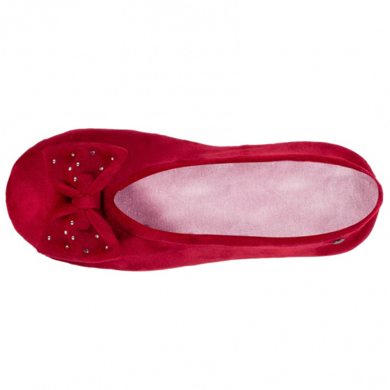 Chaussons Ballerines Femme Nœud Strass Bordeaux - Isotoner Chaussons Ballerines Femme Nœud Strass Bordeaux - Isotoner