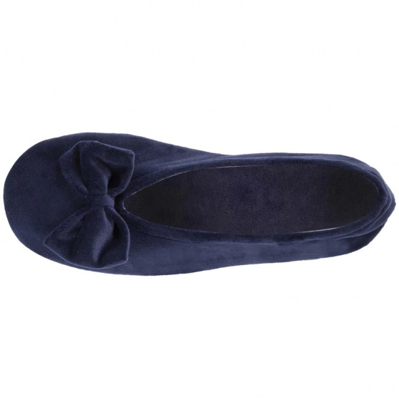 Chaussons Ballerines Femme Micro-velours  Marine - Isotoner Chaussons Ballerines Femme Micro-velours  Marine - Isotoner