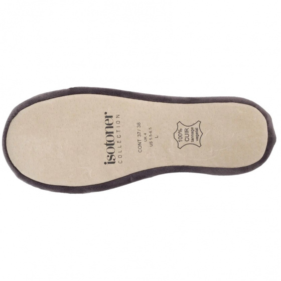 Chaussons Ballerines Femme Pois Brodé  Grise  - Isotoner