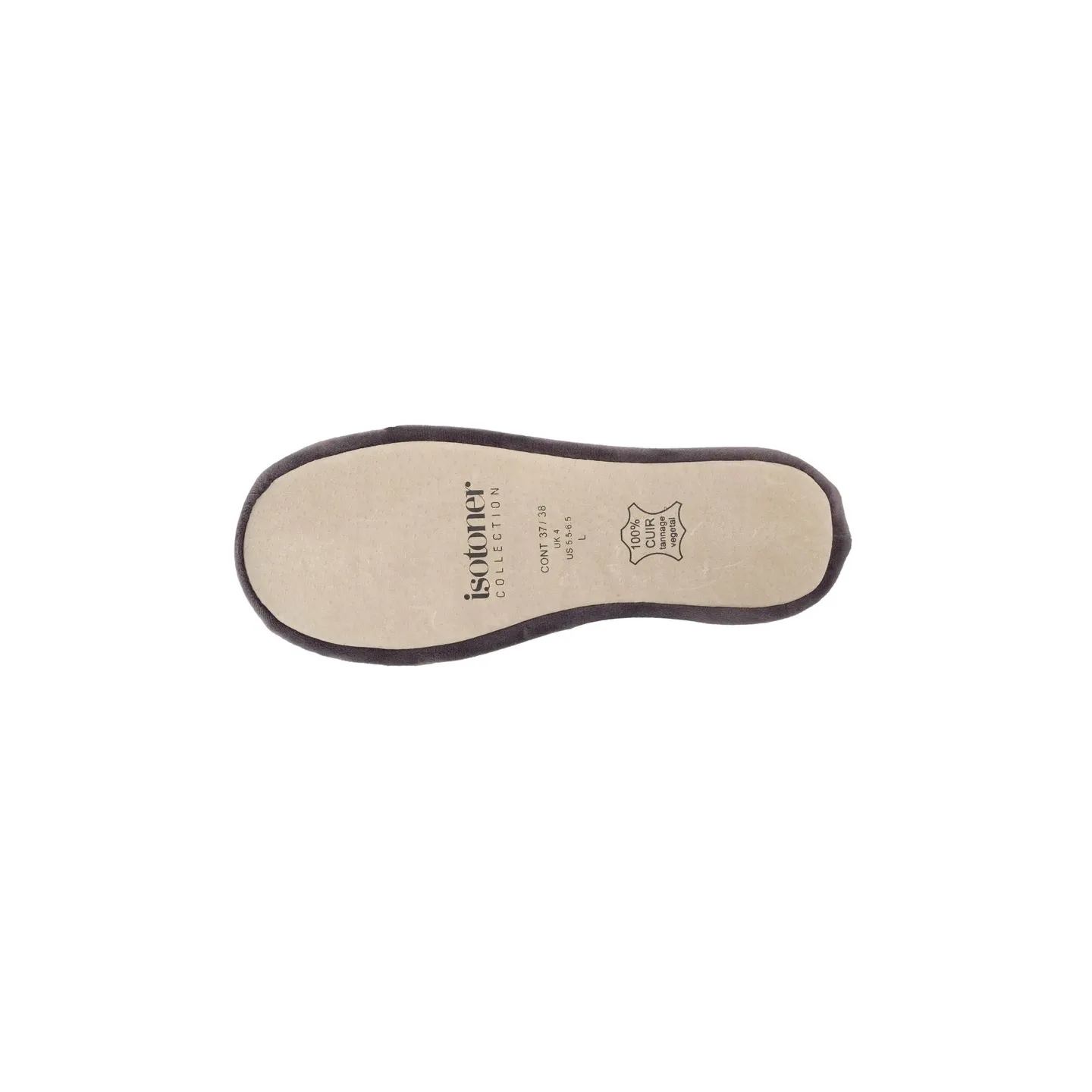 Chaussons Ballerines Femme Pois Brodé  Grise  - Isotoner  - Boutique Traclet Reference : 17024| Chapellerie Traclet