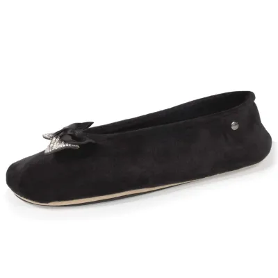 Women's Ballerinas Slippers Black Strass Bow - Isotoner
