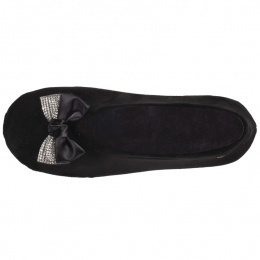 Chaussons Ballerines Femme Nœud Strasse Noir - Isotoner