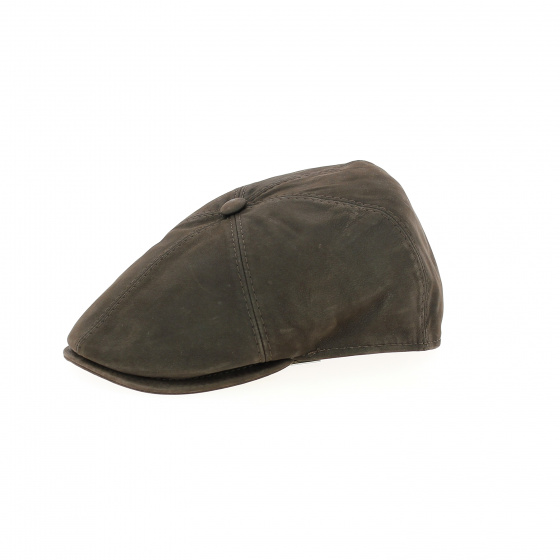 Oxford Brown Leather Cap without buttons - Traclet