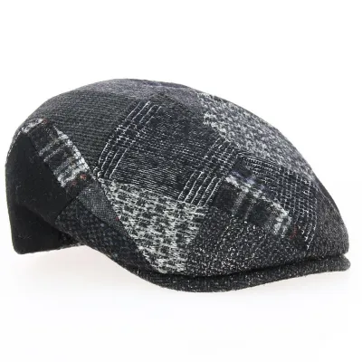 Casquette Plate Daffy Laine Patchwork Noir - Traclet