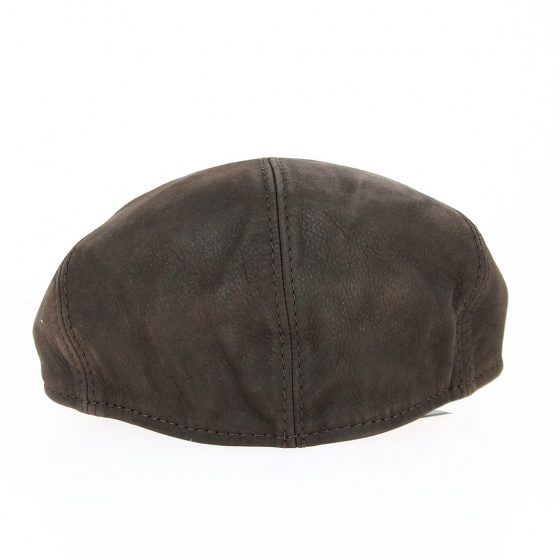 Brown leather Oxford cap without buttons - Traclet