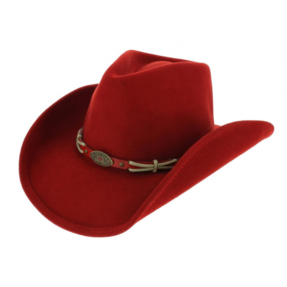 Western - Cowboy Hat Red Wool Felt - Traclet