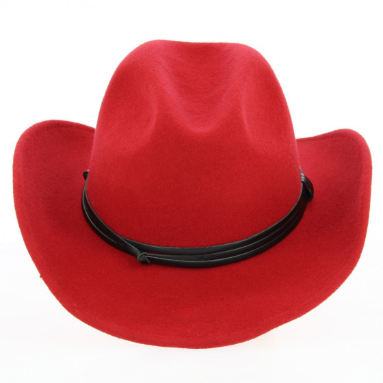 Chapeau Cowboy Feutre Laine Rouge - Traclet