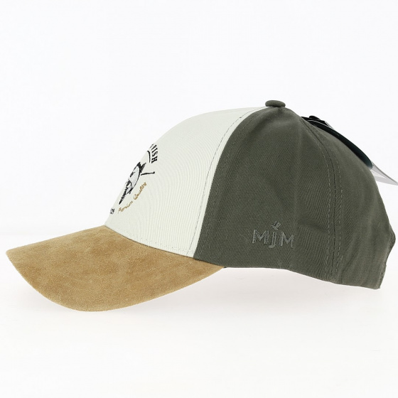 Casquette Baseball Pêcheur Coton & Cuir Kaki - Traclet