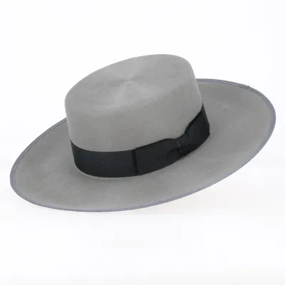 Chapeau Cordobes Gris Feutre Poil avec nœud