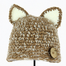 Beige Cat Beanie and Snood Set - Traclet