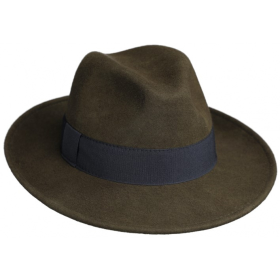 Chapeau Fedora Barto Feutre Laine Olive - Traclet