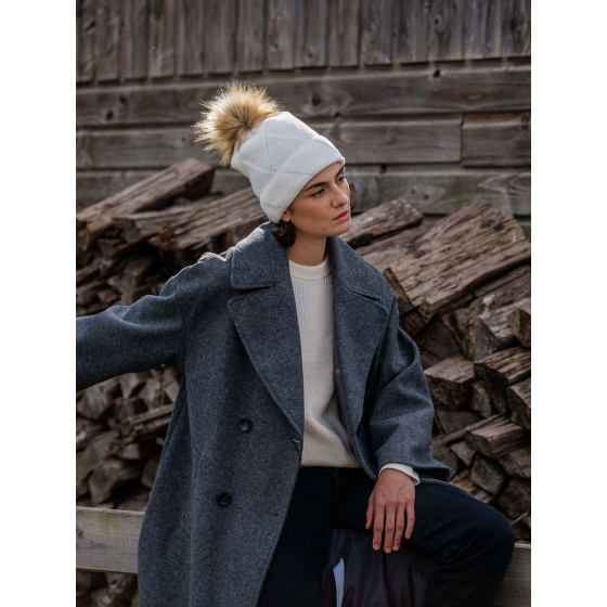 Agena White Pompon Hat - Pipolaki