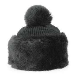 Black Faux Fur Cap - Traclet