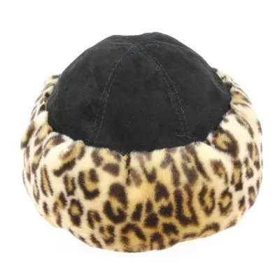 Toque Ivanova Cuir noir & Fausse Fourrure Léopard - Traclet