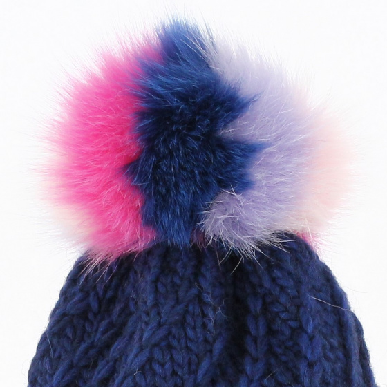 Bonnet à Pompon torsade Bleu Marine - Traclet
