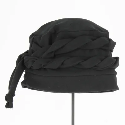 Toque Chimiothérapie Torsade Coton Noir - Traclet