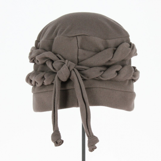 Toque Chimiothérapie Torsade Coton Marron - Traclet