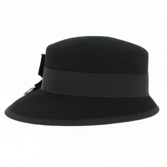 Capeline casquette en feutre noir - Traclet Capeline casquette en feutre noir - Traclet