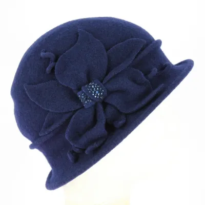 Chapeau Cloche Zaus Feutre Laine Marine - Traclet