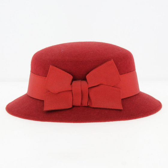 Canotier Feutre Laine Enfant Rouge - Traclet Canotier Feutre Laine Enfant Rouge - Traclet