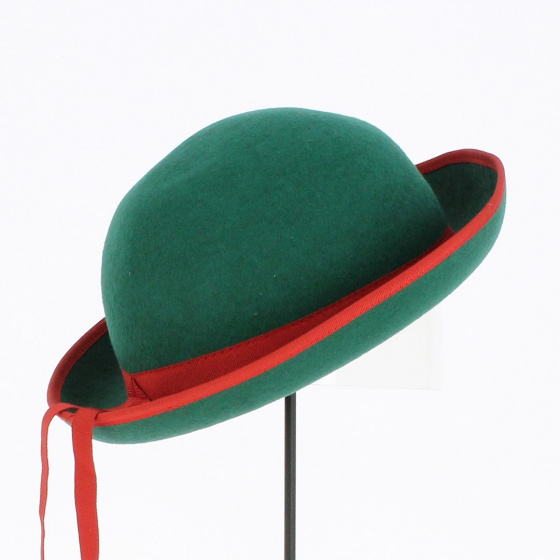 Breton hat Felt Wool Green and Red - Traclet