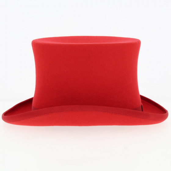 Poppy red wool felt top hat - Traclet