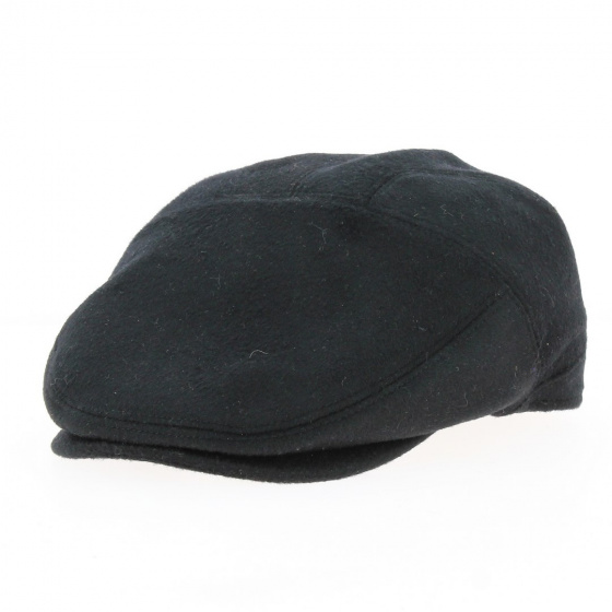 Black Wool & Cashmere Flat Earflaps - Aussie Apparel