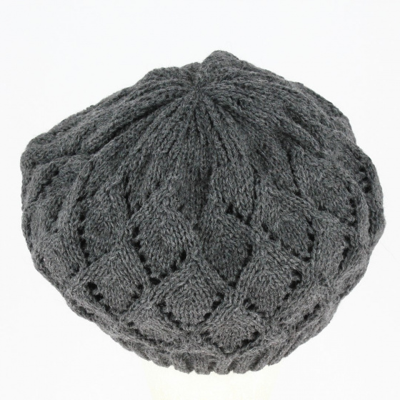 Flora knitted beret anthracite - Traclet