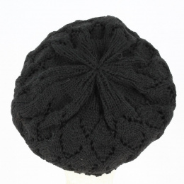 Flora knitted beret black - Traclet