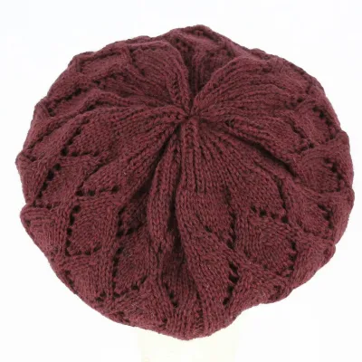 Flora knitted burgundy beret - Traclet