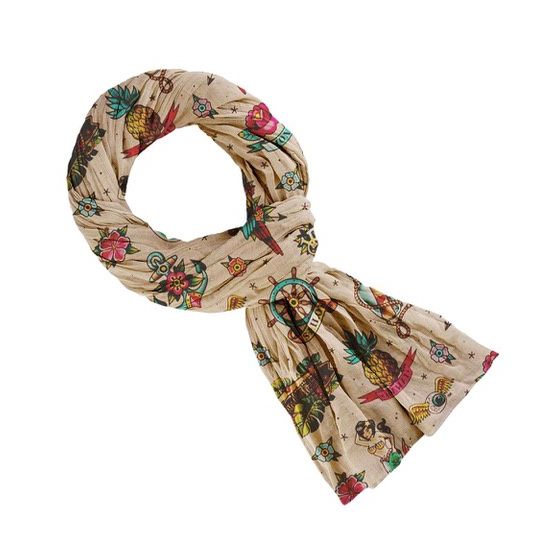 Vintage Beige Tattoo Scarf - Von Dutch