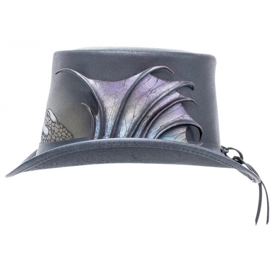 Chapeau Haut de Forme rock Draco Cuir Noir - Head'n Home