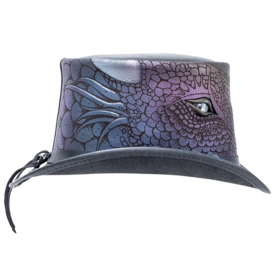 Chapeau Haut de Forme rock Draco Cuir Noir - Head'n Home