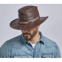 Chapeau Traveller Bison Cuir Marron - American Hat Makers
