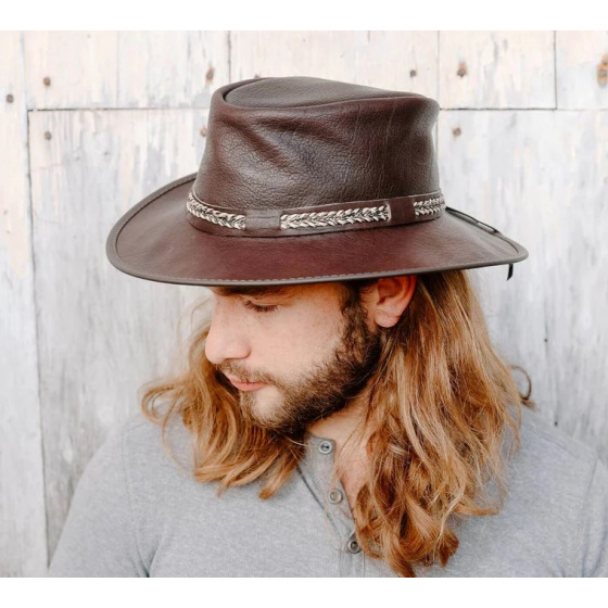 Chapeau Traveller Bison Cuir Marron - American Hat Makers