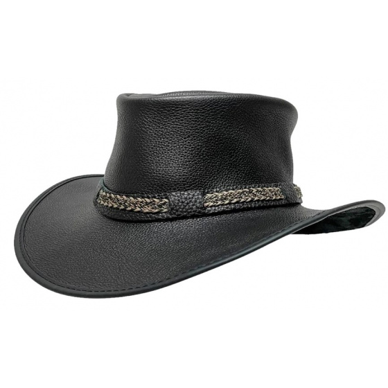 Black Leather Traveller Bison Hat - American Hat Makers