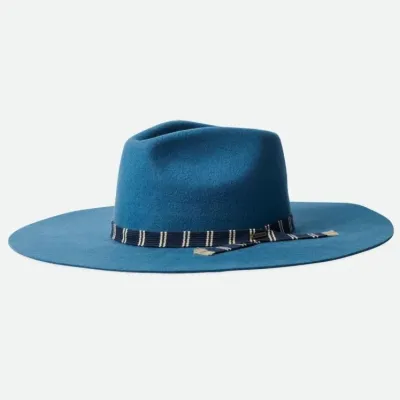 Chapeau Fedora Leigh Feutre Laine Bleu paon - Brixton