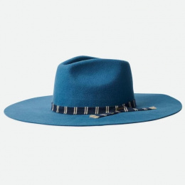 Fedora Leigh Peacock Blue Wool Felt Hat - Brixton