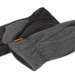 Men's Herringbone Fleece and Faux Fur Touch Gloves - Isotoner
