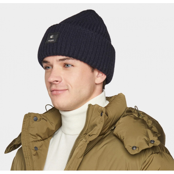 Navy Merino Wool Alpine Beanie - Tilley