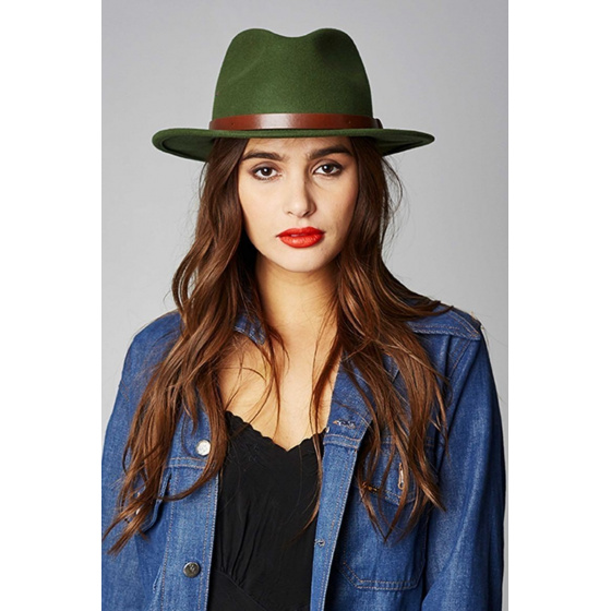 Chapeau Fedora Messer Feutre Laine Vert Amande - Brixton