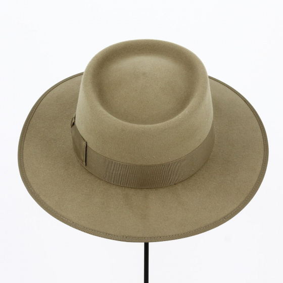 Chapeau Gambler Feutre Laine Taupe - Traclet