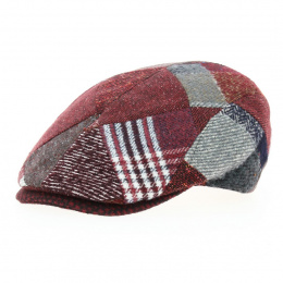 Daffy Wool Patchwork Bordeaux Flat Cap - Traclet