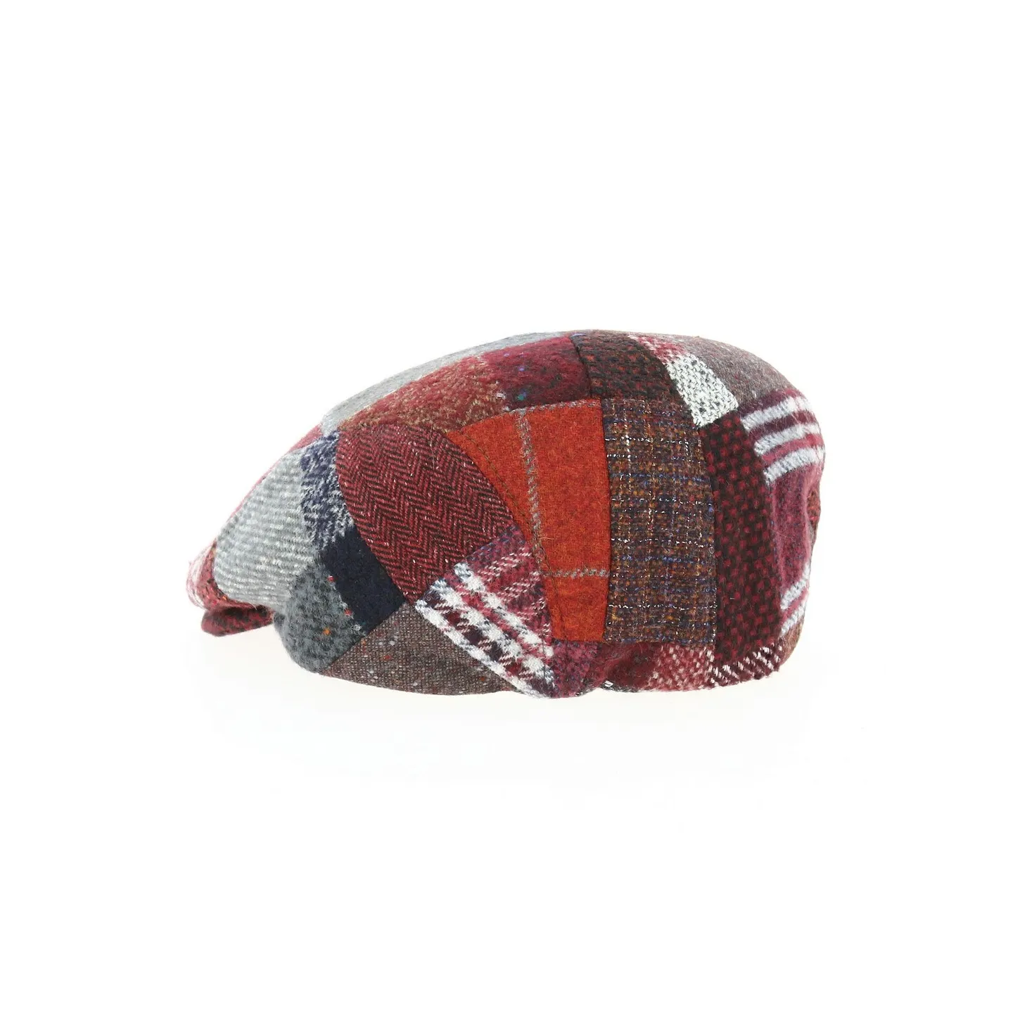 Daffy Wool Patchwork Bordeaux Flat Cap - Traclet